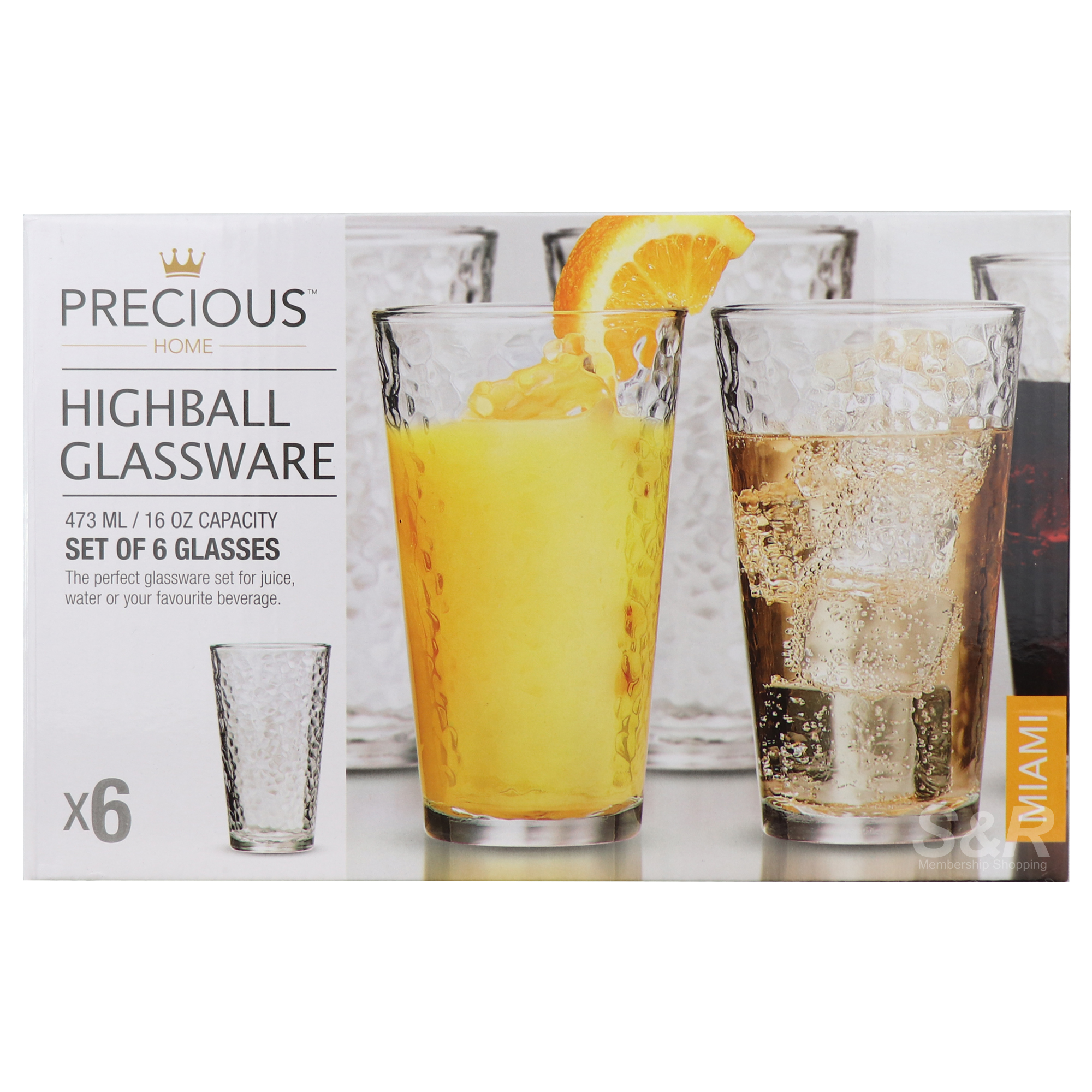 Precious Home Miami Highball Glassware 6pcs